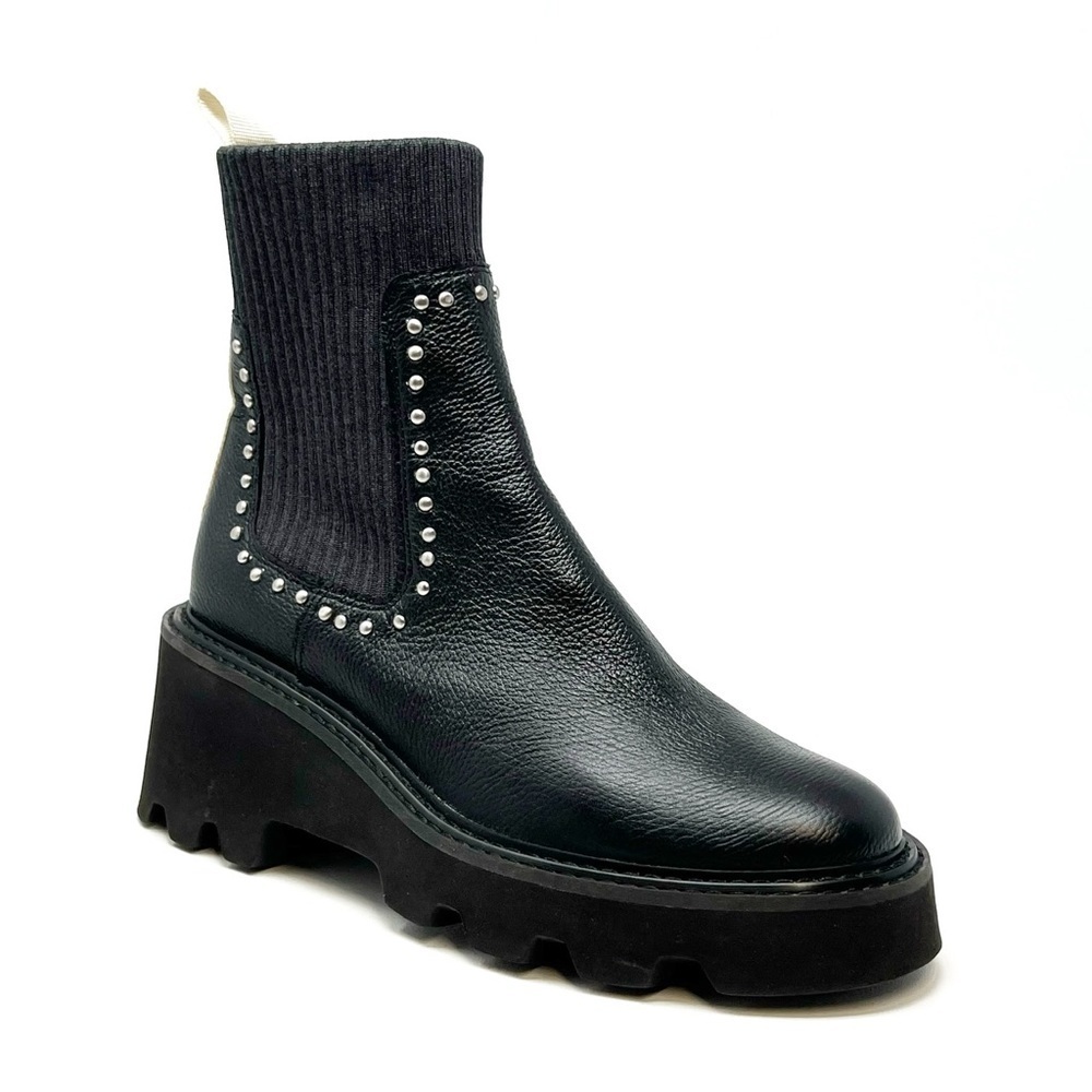 Dolce Vita Hoven Stud H2O Black Leather Chelsea Boot Size 9.5 Lug Sole New NWT